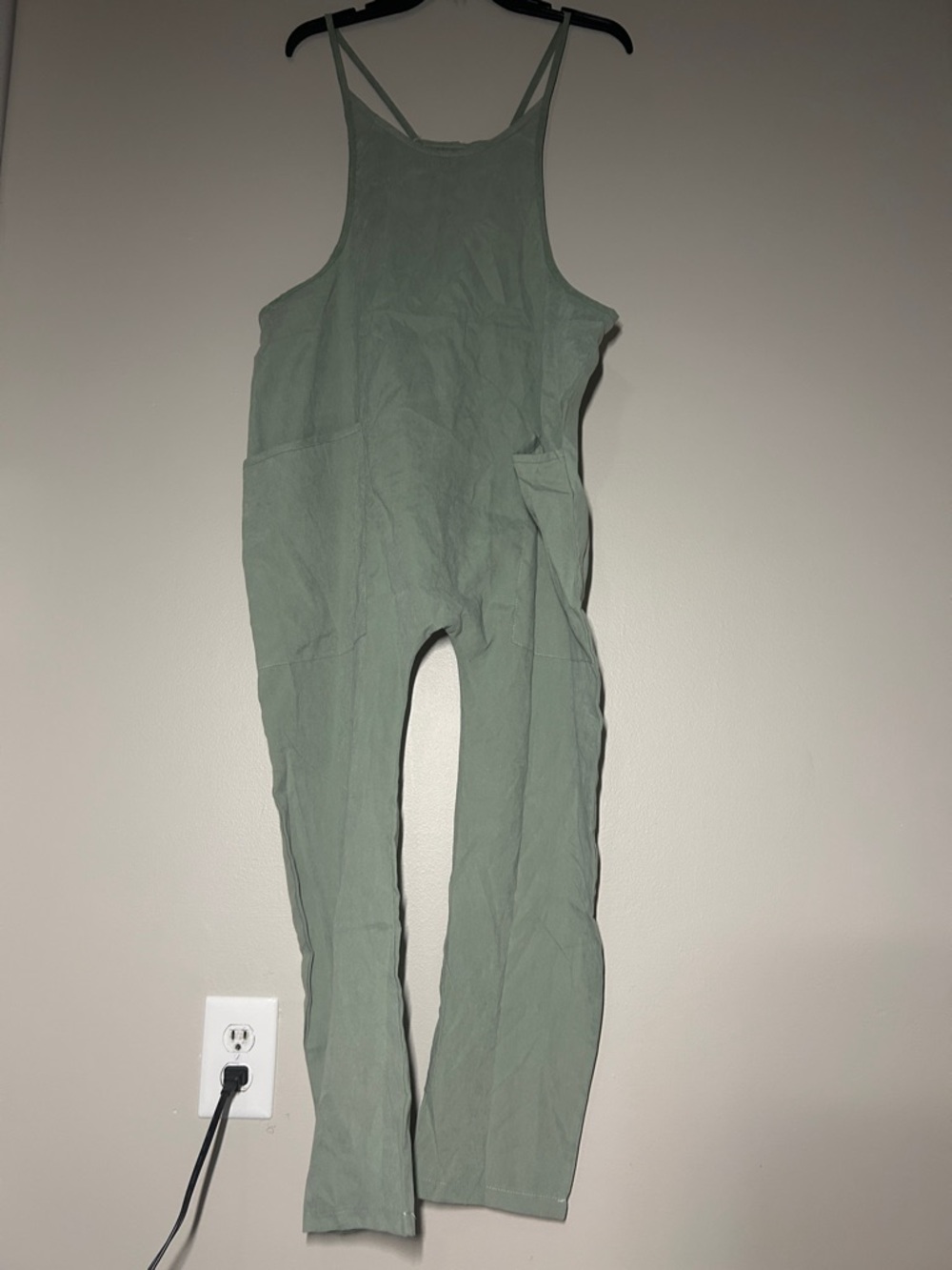 2for20 - Womens Sage Green Lightweight Baggy Overalls Jumpsuit with Pockets